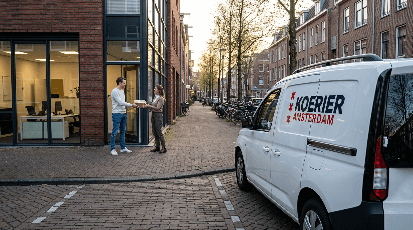 Koerier bezorgt spoedzending - professionele koeriersdienst in actie